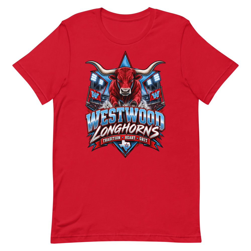 Westwood Longhorns Adult Tee - Longhorn Tradition, Red shirt